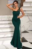 One Shoulder Mermaid Green Ball Dress