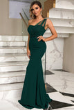 One Shoulder Mermaid Green Ball Dress
