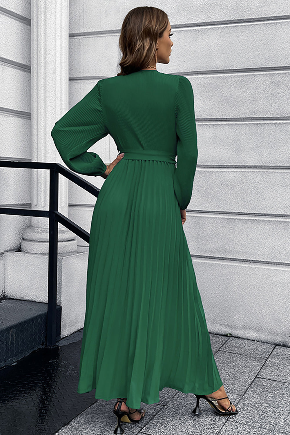 Black Long Sleeves Casual Dress with Sash