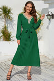 Black A Line V-Neck Casual Dress with Sash