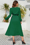 Black A Line V-Neck Casual Dress with Sash