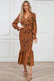 Black V-Neck Long Sleeves Casual Dress