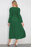 Black A-Line V-Neck Long Casual Dress With Long Sleeves
