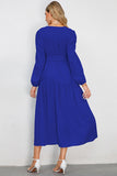 Black A-Line V-Neck Long Casual Dress With Long Sleeves