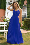 Royal Blue A-Line Spaghetti Straps Formal Evening Dress