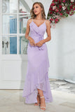 Asymmetrical Spaghetti Straps Lilac Formal Dress