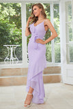 Asymmetrical Spaghetti Straps Lilac Formal Dress