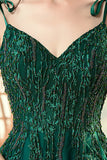A-Line Spaghetti Straps Dark Green Ball Dress with Beading