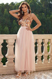 Sparkly Black Spaghetti Straps Ball Dress with Slit