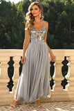 Sparkly Black Spaghetti Straps Ball Dress with Slit