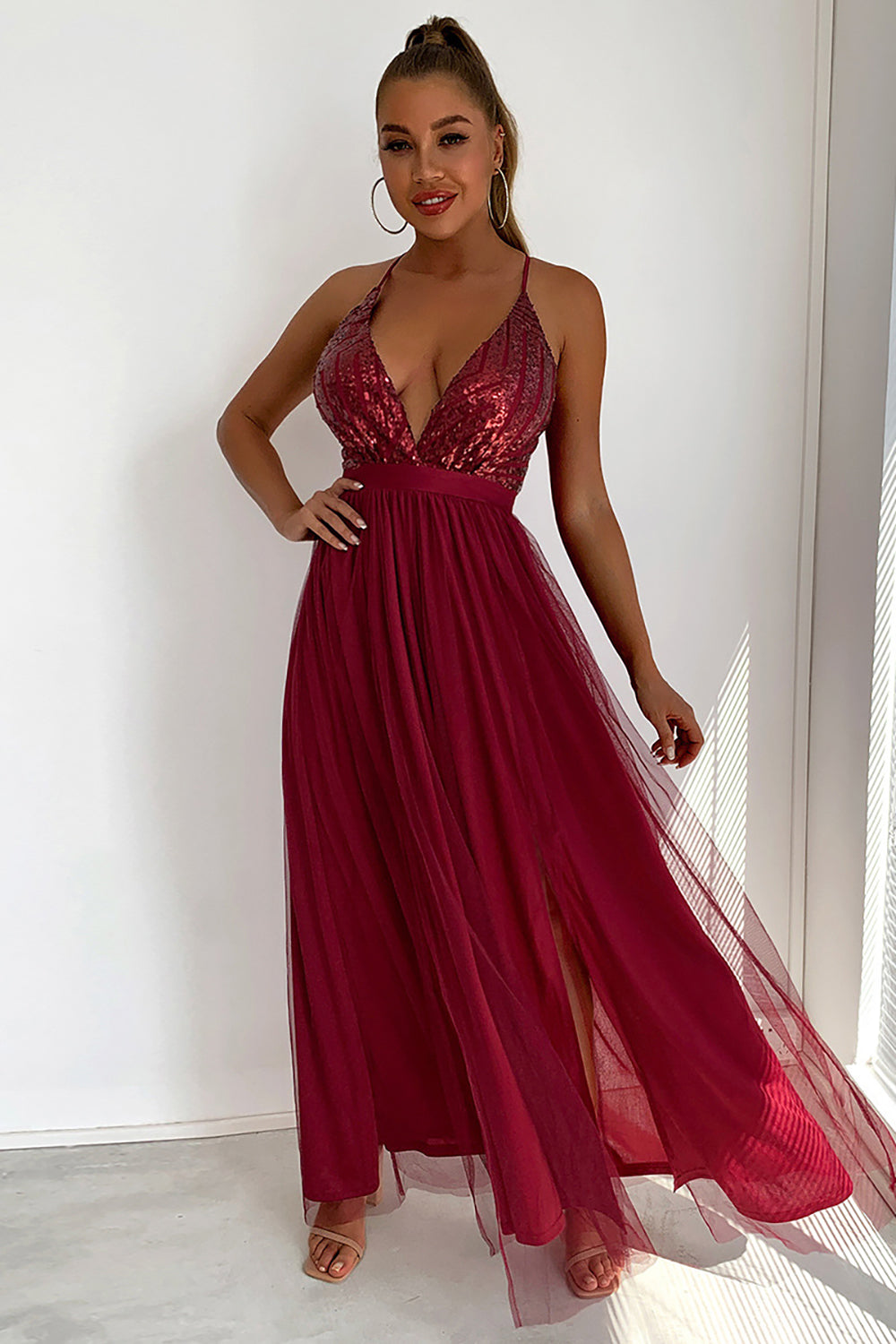Dark Green A-Line Spaghetti Straps Long Ball Dress with Slit