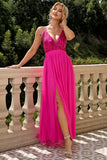Dark Green A-Line Spaghetti Straps Long Ball Dress with Slit