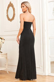 Black Mermaid Strapless Long Ball Dress