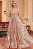 Sparkly A-Line Black Ball Dress with Sequins