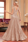 Sparkly A-Line Black Ball Dress with Sequins