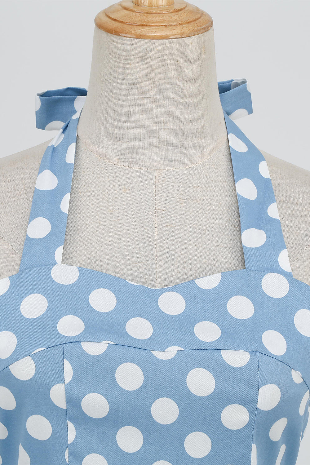 Halter Blue Polka Dots 1950s Dress