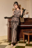 Jewel Black Blush 1920s Party Dress with Backless