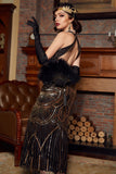 Jewel Black Blush 1920s Party Dress with Backless
