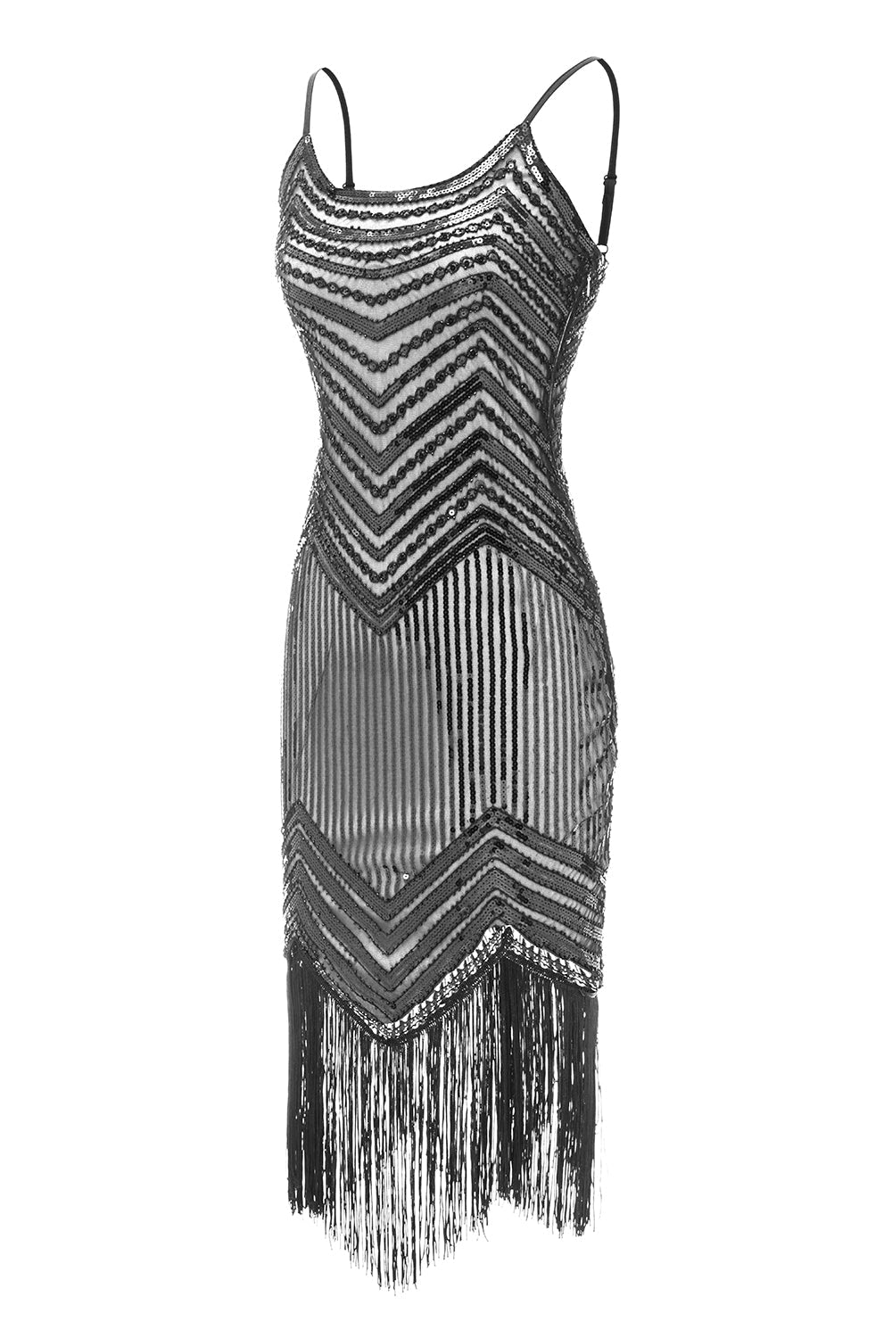 Bodycon Black Silver Sequins 1920s Dress