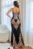 Black and Gold Sequins Mermaid Ball Dress