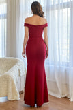 Burgundy Off the Shoulder Mermaid Ball Dress