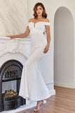 White Off the Shoulder Mermaid Ball Dress
