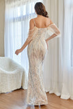 Glitter Mermaid Apricot Sequins Ball Dress