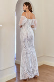 Glitter Mermaid White Sequins Ball Dress