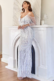 Glitter Mermaid White Sequins Ball Dress