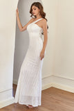 White One Shoulder Sequins Mermaid Ball Dress