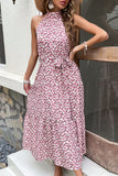 Silm Fit Halter Floral Summer Dress