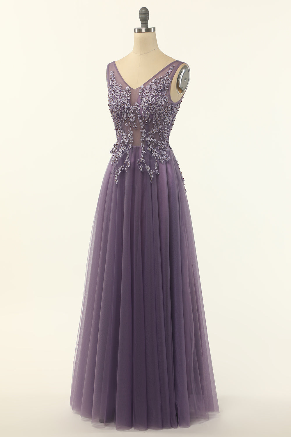 Tulle Purple A-line Ball Dress