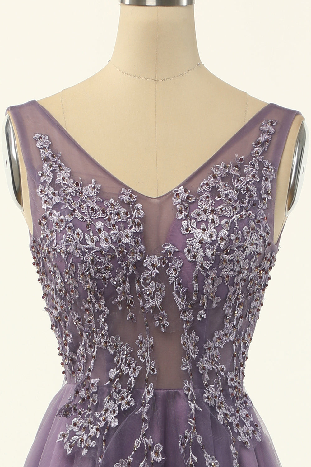 Tulle Purple A-line Ball Dress