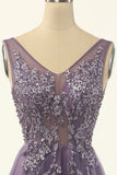 Tulle Purple A-line Ball Dress
