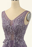 Tulle Purple A-line Ball Dress