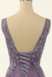 Tulle Purple A-line Ball Dress