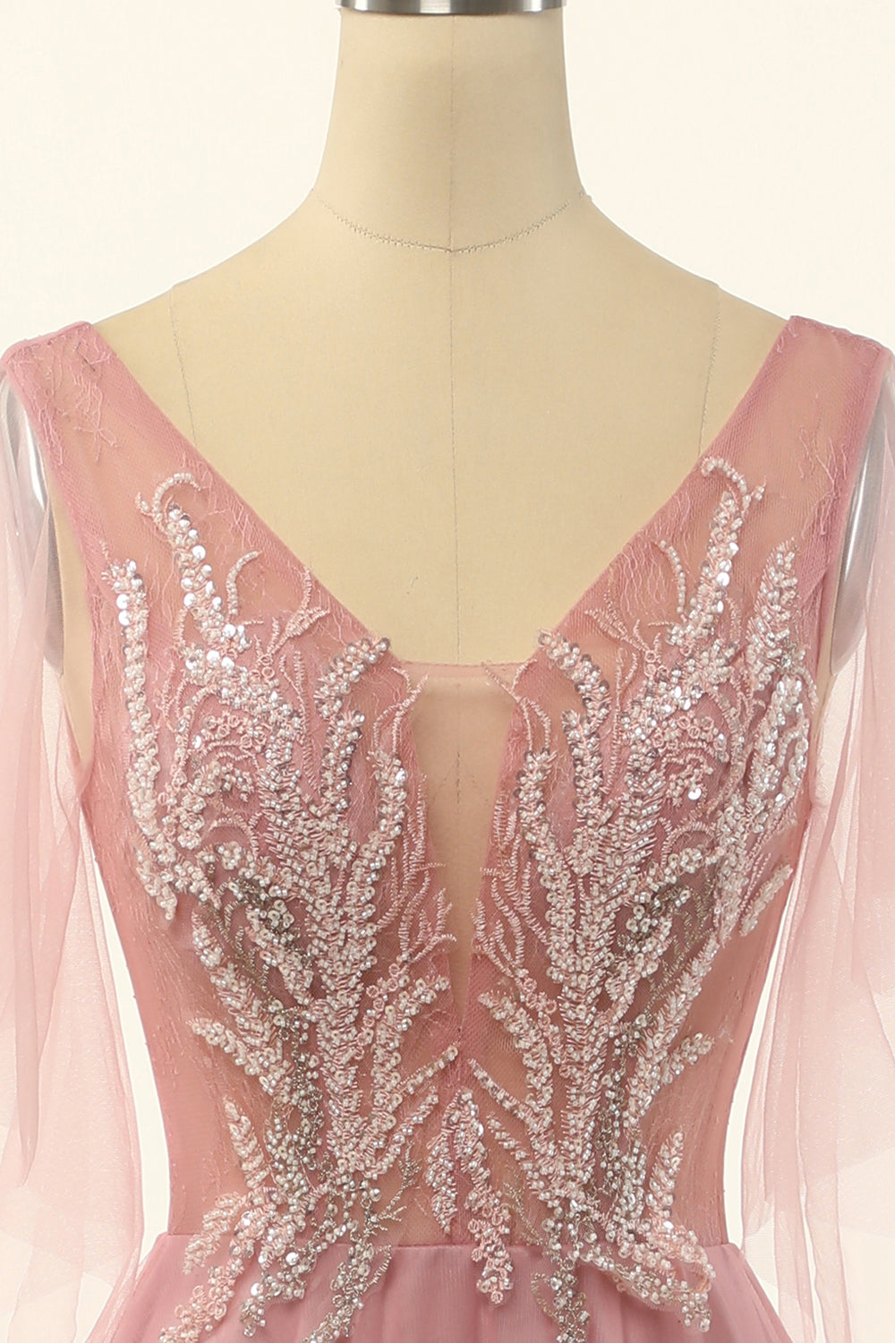 Blush Appliqued A-line Tulle Ball Dress