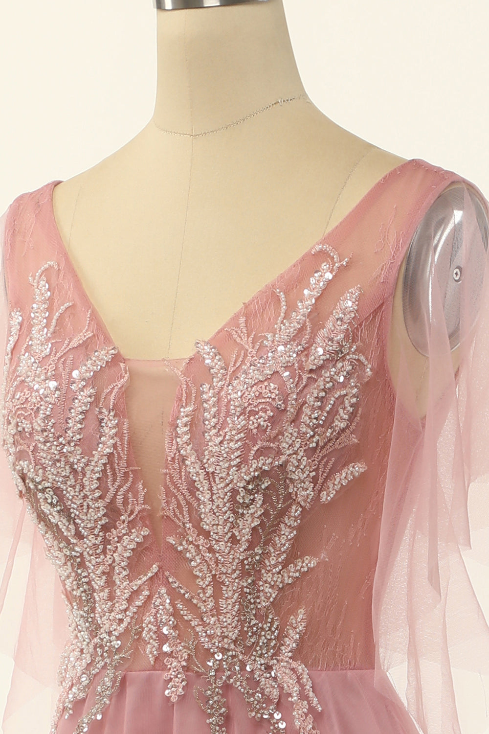 Blush Appliqued A-line Tulle Ball Dress