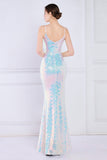 Dazzling Rainbow White Seuiqned Mermaid Ball Dress