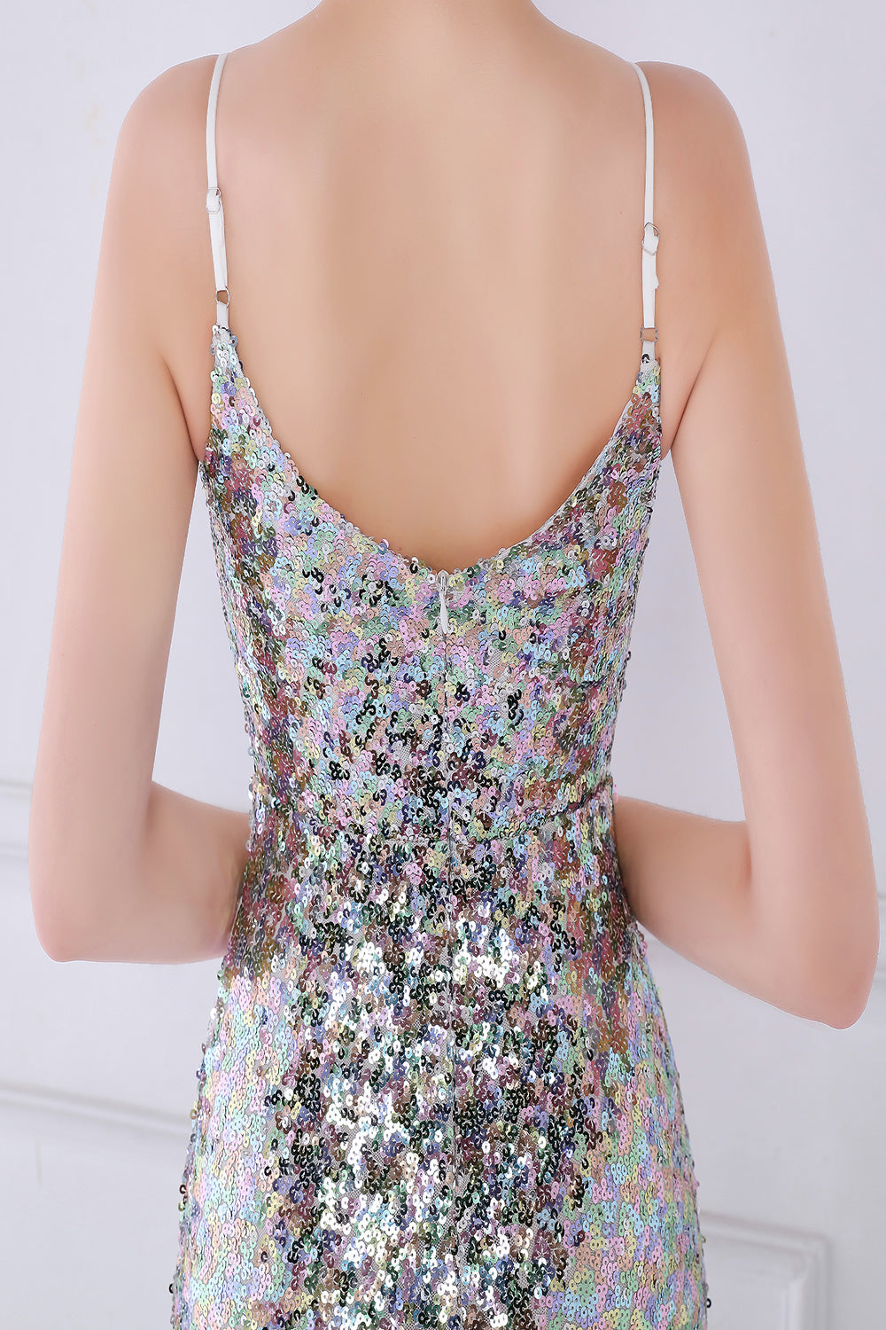 Dazzling Rainbow White Seuiqned Mermaid Ball Dress