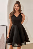Black V-Neck Cocktail Dress