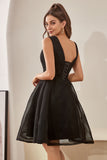Black V-Neck Cocktail Dress