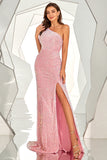One Shoulder Sequined Mermaid Long Ball Dress