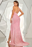 One-Shoulder Sequined Mermaid Blush Ball Dress