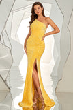 One-Shoulder Sequined Mermaid Ball Dress