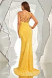 One Shoulder Sequined Mermaid Long Ball Dress