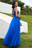Royal Blue Tulle Ball Dress with Appliques