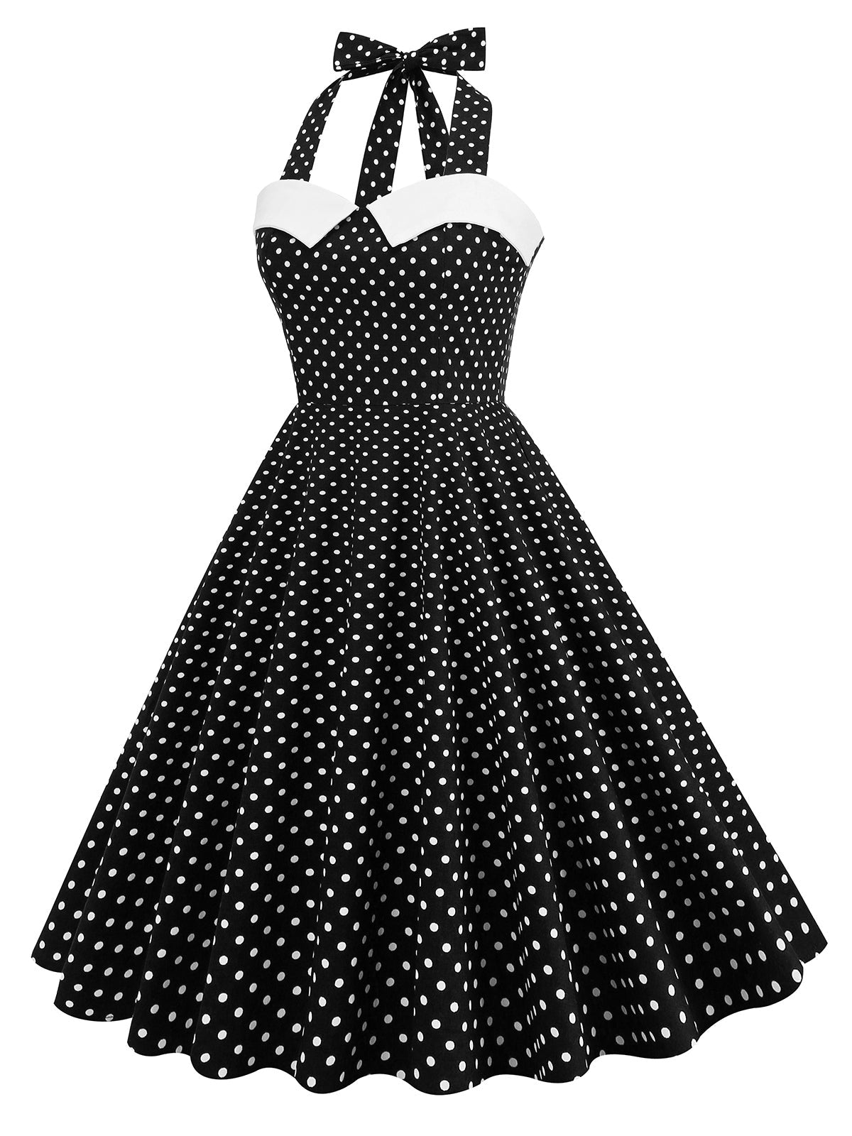 Halter Polka Dots Swing 1950s Dress