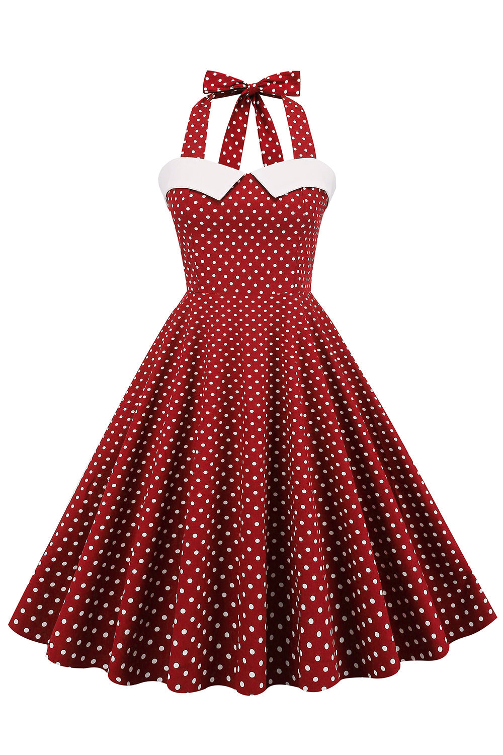 Halter Polka Dots Swing 1950s Dress