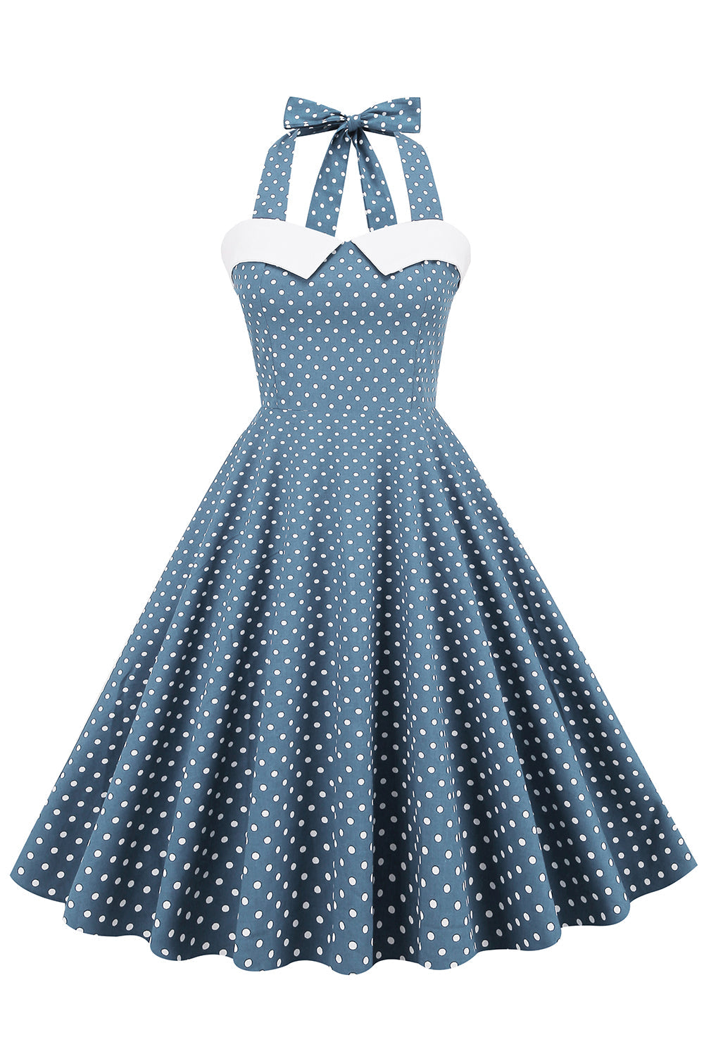 Halter Polka Dots Swing 1950s Dress